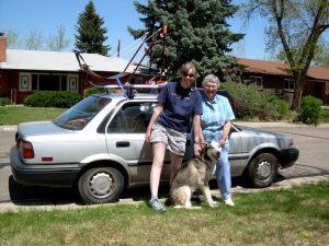Mom, Borage, Jigs (he's in the car), and I leaving for 2 weeks of talks in Texas.
